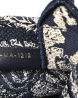 Canvas Toile de Jouy Reverse Embroidered Mini Book Tote Phone Bag Blue