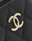 Caviar Quilted Small Vertical Coco Beauty Vanity Case With Chain Black