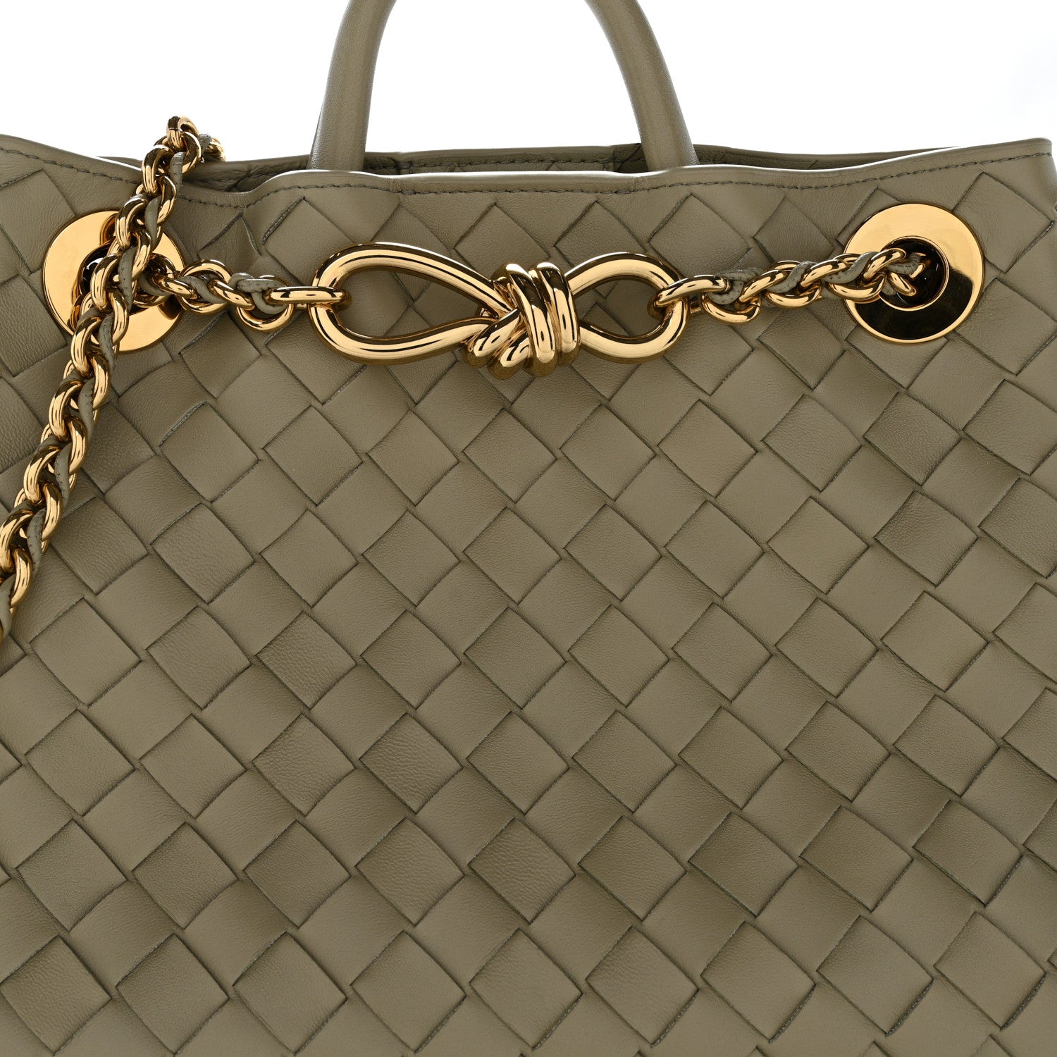 Nappa Intrecciato Small Andiamo With Chain Shoulder Bag Travertine