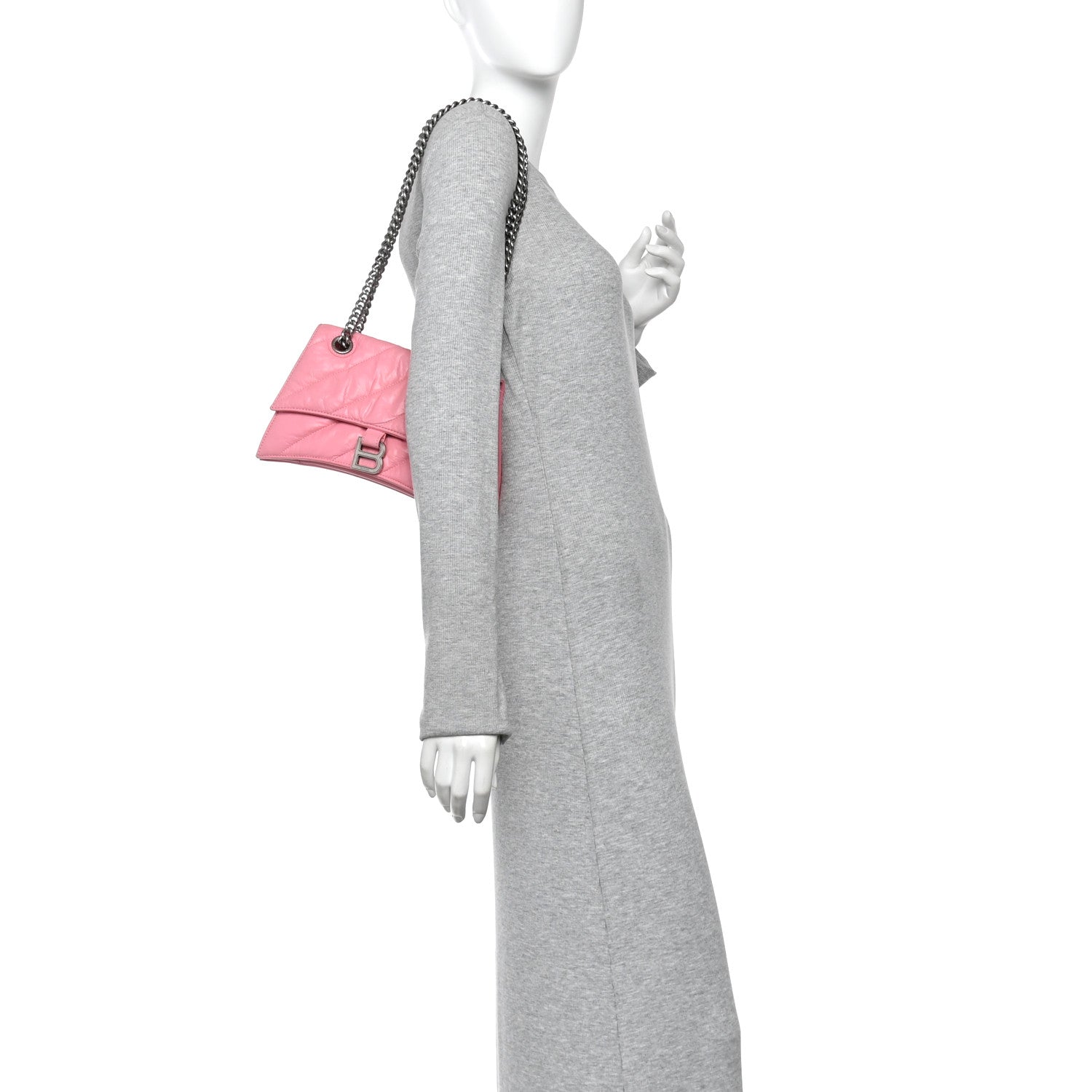 Crushed Calfskin Quilted Small Crush Chain Bag Sweet Pink