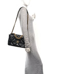 Goatskin Quilted Large CHNL 19 Flap Black