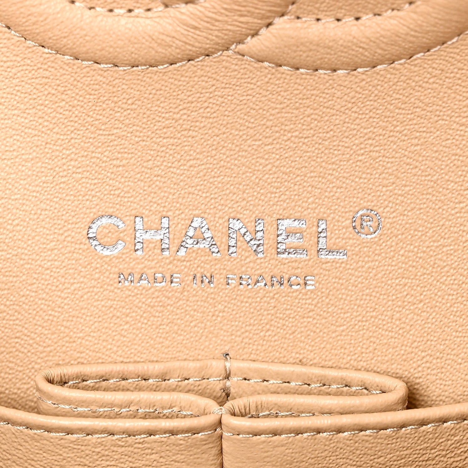 Caviar Quilted Medium Double Flap Beige
