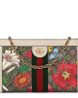GG Supreme Monogram Flora Web Small Ophidia Chain Shoulder Bag White
