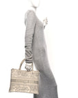 Canvas Embroidered Medium D1ORiviera Toile De Jouy Book Tote Gray