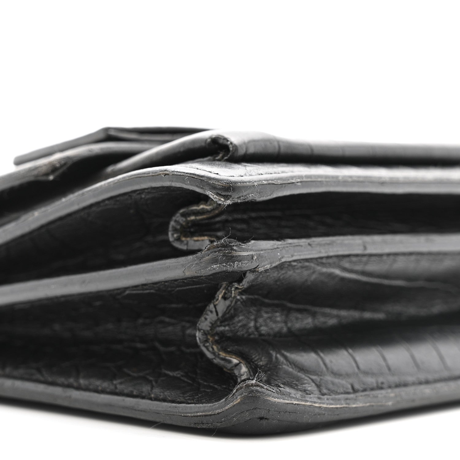 Calfskin Crocodile Embossed Medium Monogram Sunset Black
