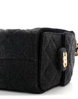 Washed Denim Quilted Mini CHNL 25 Handbag Black