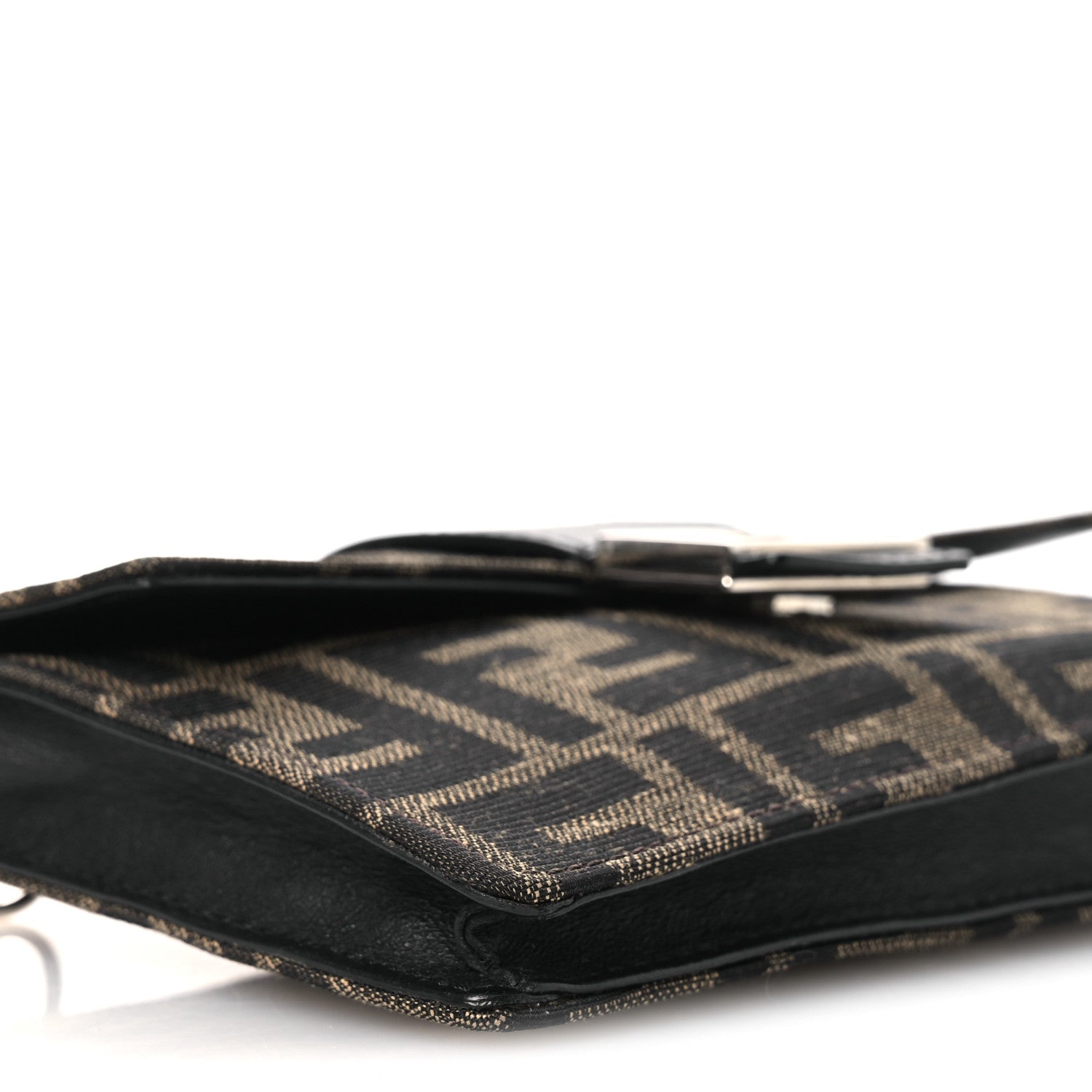 Recycled Fabric Jacquard Vitello Grace FF 1974 Baguette Belt Pouch Tobacco Moro Black