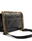 Lambskin Studded Medium D1ORama Flap Bag Black