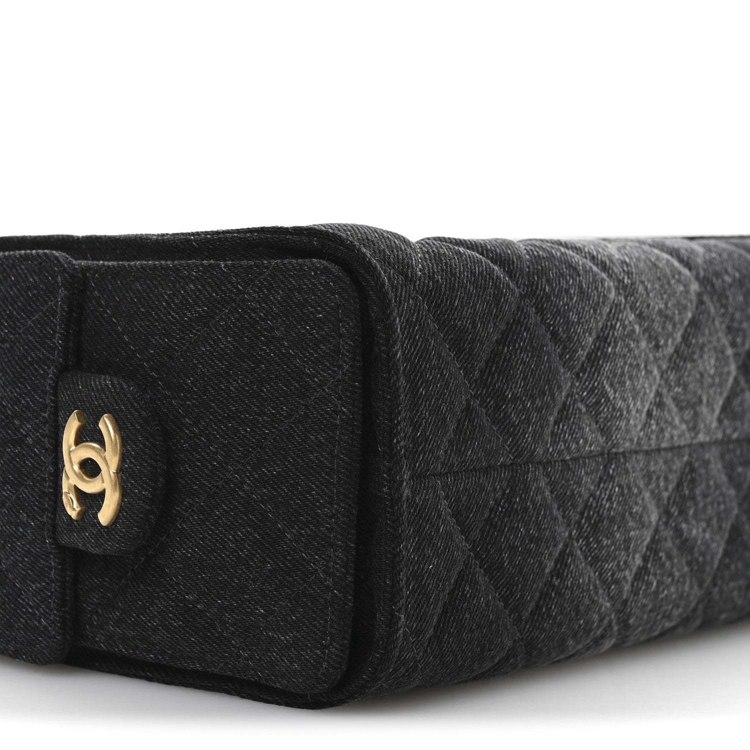 Washed Denim Quilted Mini CHNL 25 Handbag Black