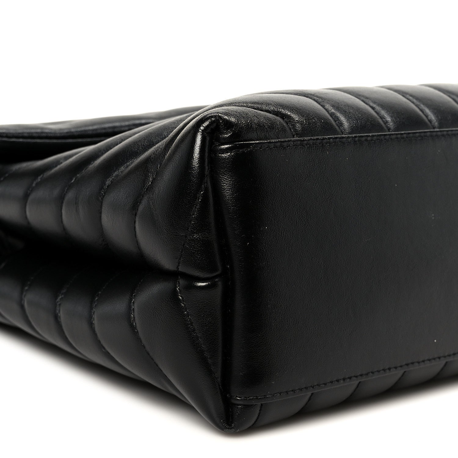 Calfskin Y Quilted Monogram Medium Loulou Chain Satchel Black