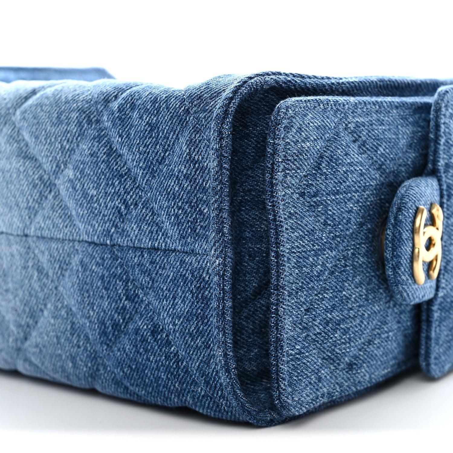 Washed Denim Quilted Mini CHNL 25 Handbag Blue
