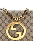 GG Supreme Monogram Textured Dollar Calfskin Blondie Chain Shoulder Flap Bag Beige Ebony New Acero