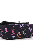 Printed Fabric Quilted Mini Rectangular Flap Black Pink Blue Yellow Orange