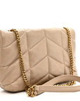 Lambskin Quilted Toy Loulou Puffer Monogram Chain Satchel Dark Beige