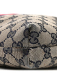 GG Supreme Monogram Web Flat Messenger Bag Navy