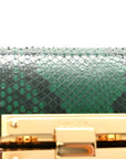 Snakeskin Small Padlock Shoulder Bag Green Pink Purple