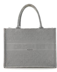 Canvas Embroidered Cannage Medium Book Tote Stone