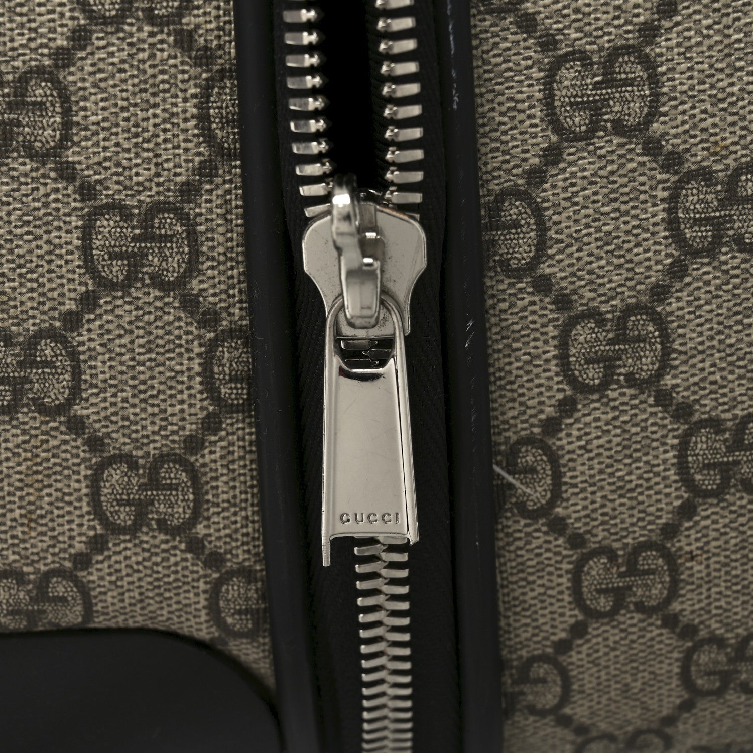 GG Supreme Monogram Four Wheel Suitcase Black