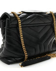 Calfskin Y Quilted Monogram Medium Loulou Chain Satchel Black