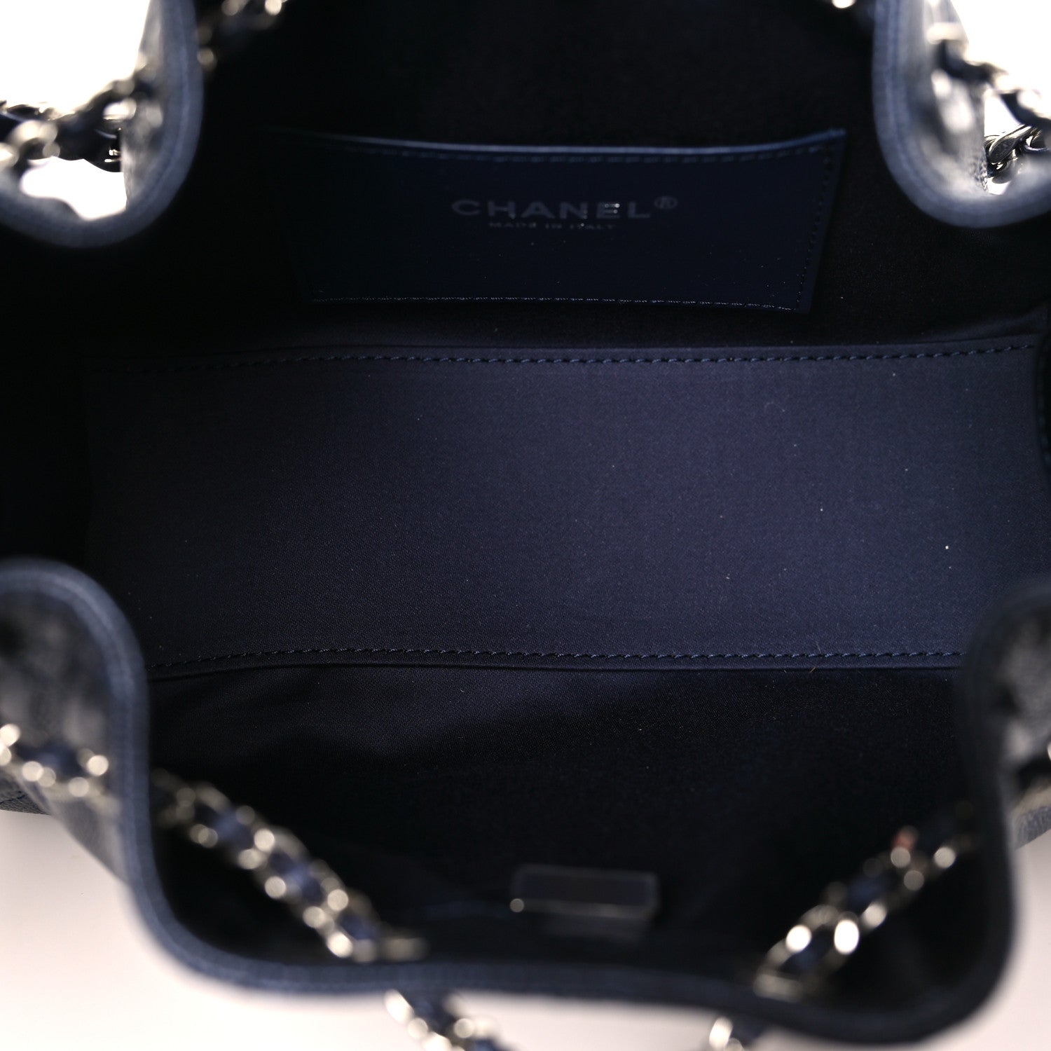 Metallic Caviar Quilted Mini CHNL 25 Handbag Dark Blue