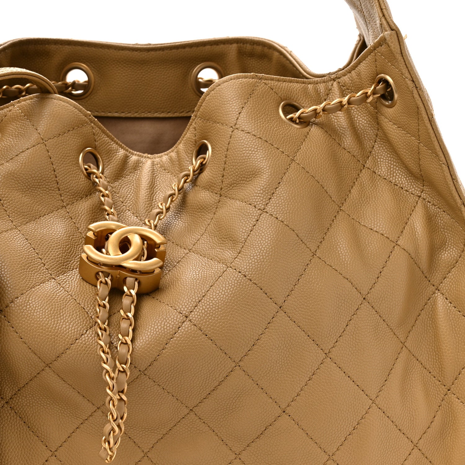 Caviar Quilted Medium CHNL 25 Handbag Dark Beige