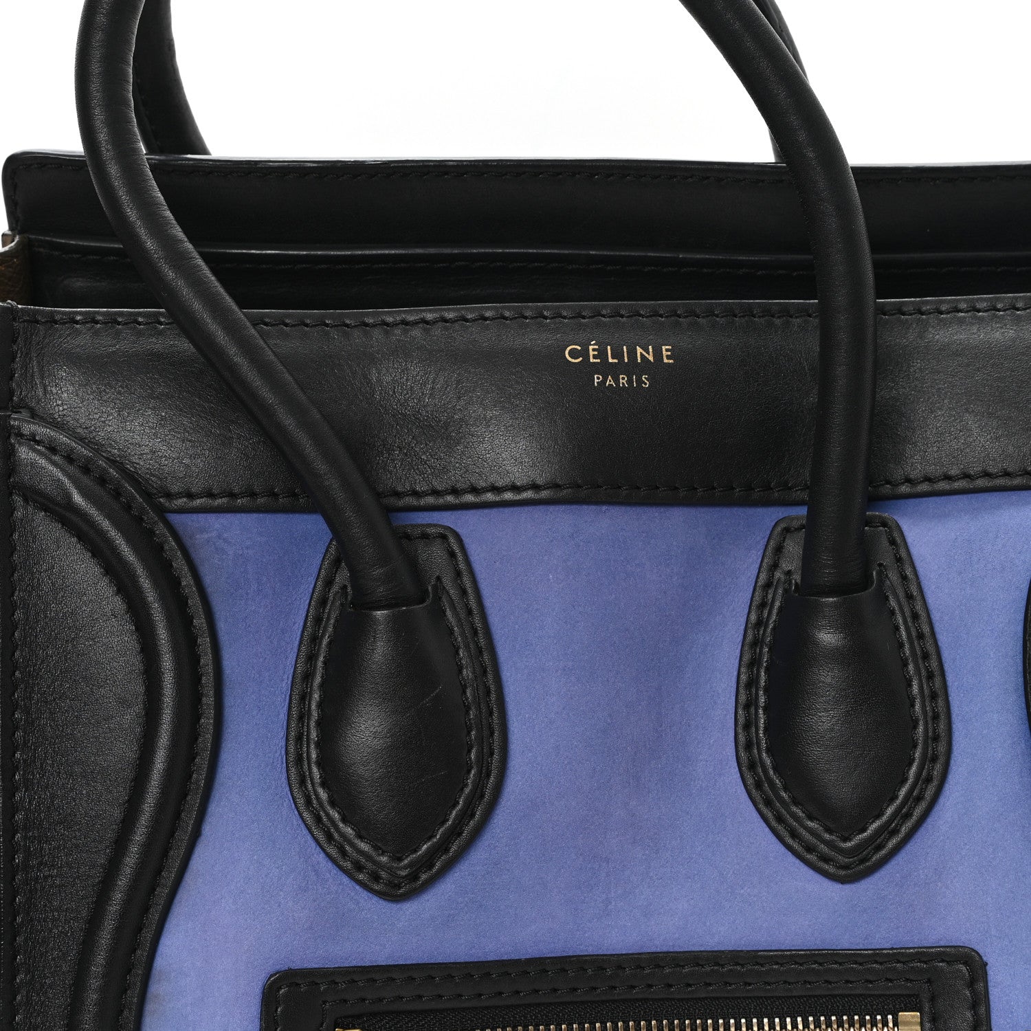 Calfskin Nubuck Suede Micro Tri-Color Luggage Porcelain