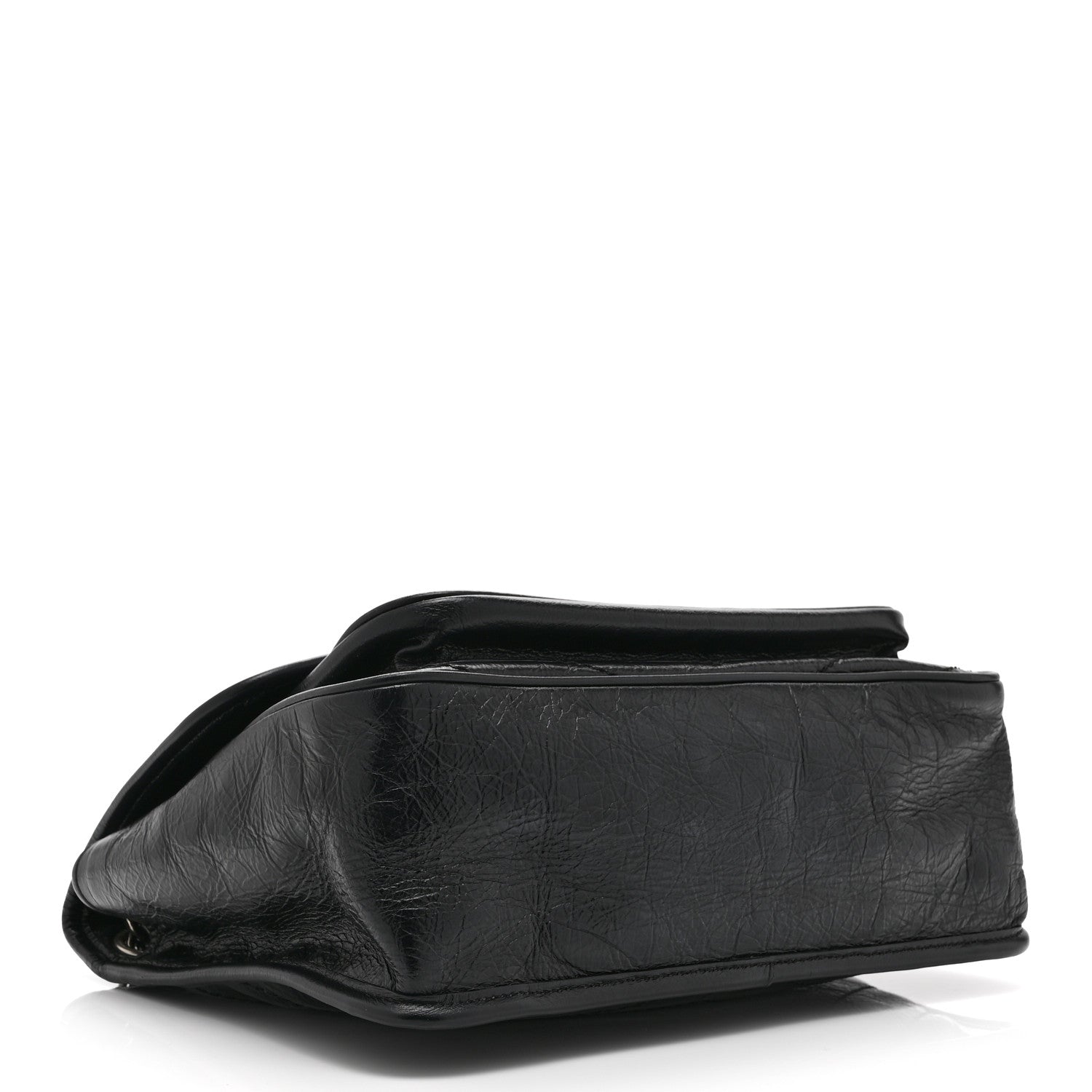 Crinkled Calfskin Matelasse Monogram Medium Niki Chain Satchel Black