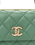 Lambskin Quilted Small Trendy CC Flap Dual Handle Bag Light Green