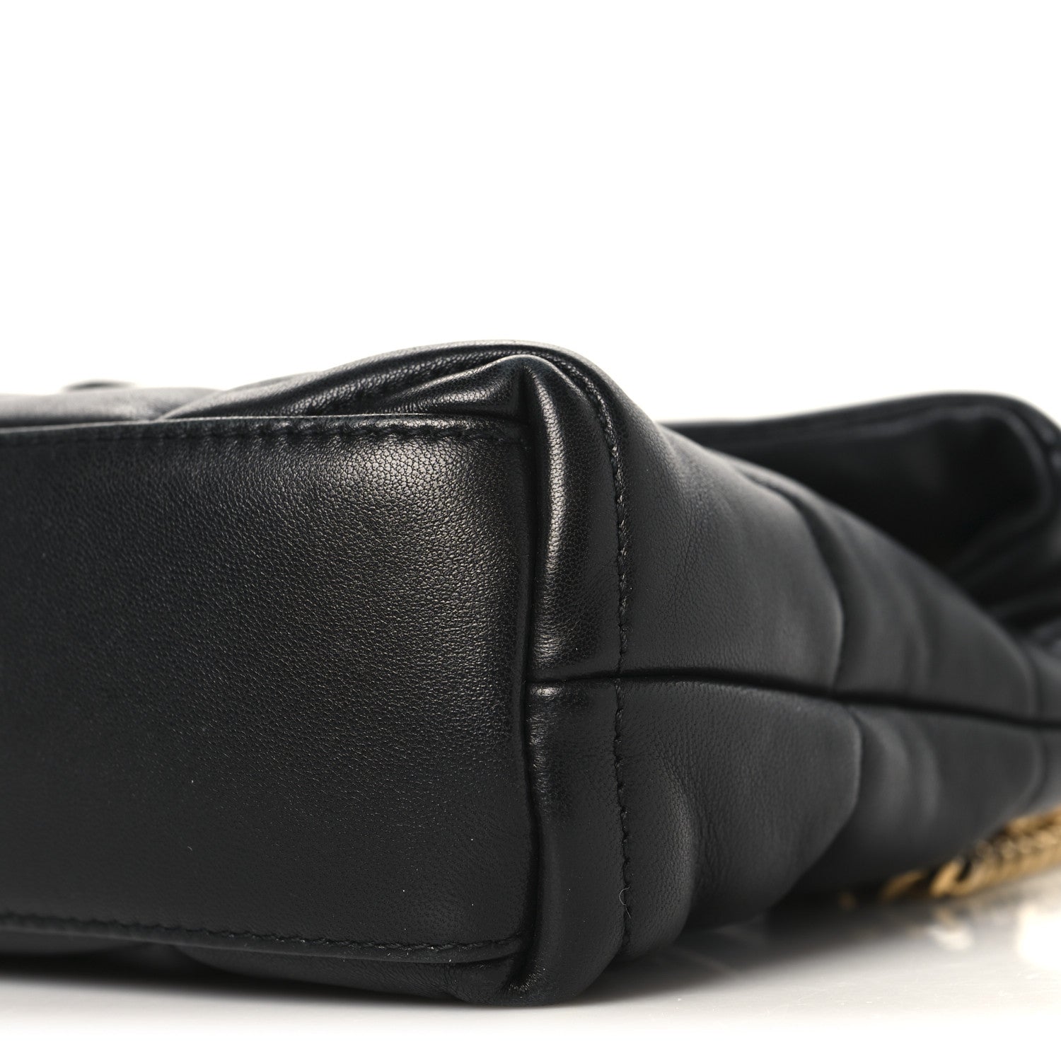 Lambskin Quilted Toy Loulou Puffer Monogram Chain Satchel Black