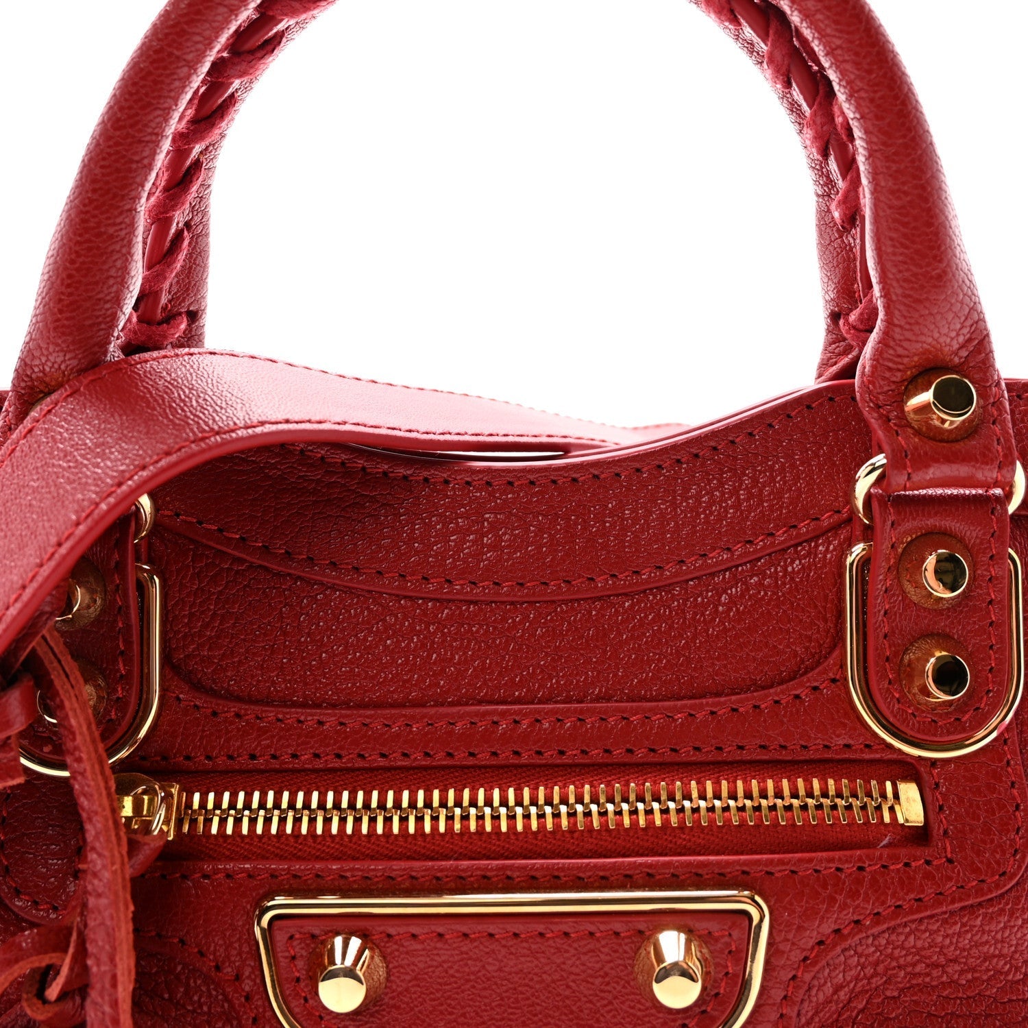 Chevre Gold Metallic Edge Hardware Mini City Rouge Groseille