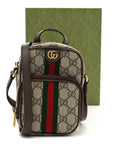 GG Supreme Monogram Web Mini Ophidia Double Zip Messenger Bag Beige New Acero