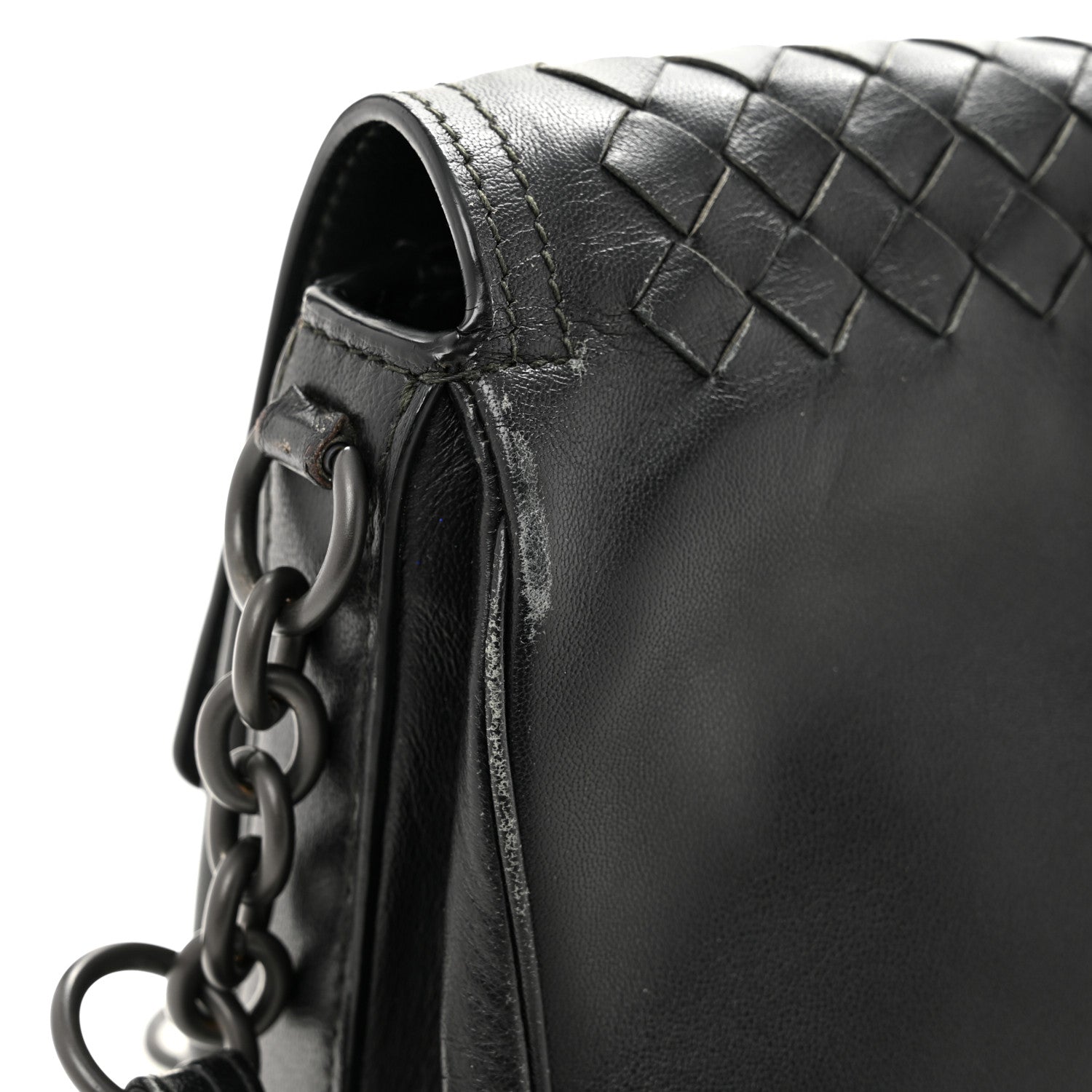 Nappa Intrecciato Small Double Pocket Flap Black