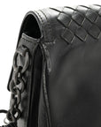 Nappa Intrecciato Small Double Pocket Flap Black