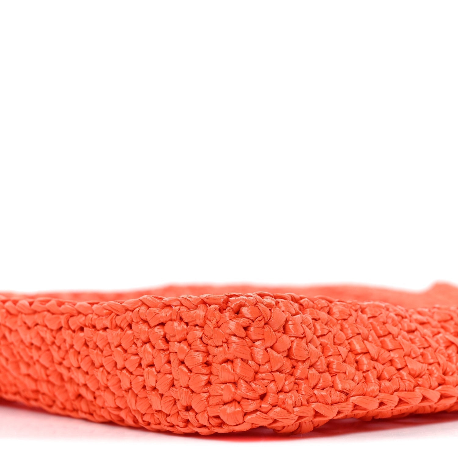 Yarn Raffia Effect Crochet Logo Embroidered Tote Bag Arancio