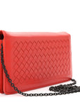 Nappa Intrecciato Continental Wallet on Chain Red