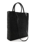 Raffia Calfskin Standard A4 Tote Bag Black