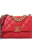Lambskin Quilted Medium CHNL 19 Flap Red