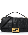 Nappa FF 1974 Embossed Large Baguette Black