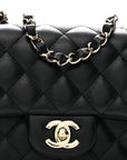 Lambskin Quilted Mini Square Flap Black