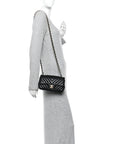 Lambskin Chevron Quilted Mini Rectangular Flap Black
