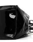 Patent Check Embossed Small Bilmore Tote Black
