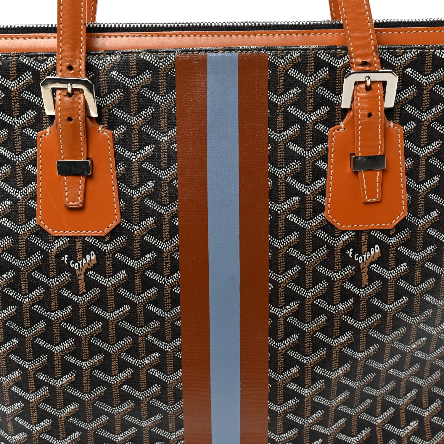 Goyardine Stripe Sac Marie Galante GM Black Gold