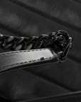 Calfskin Y Quilted Monogram Monochrome Large Loulou Chain Satchel Black
