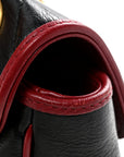 Vintage Effect Calfskin Matelasse Diagonal Small Torchon GG Marmont Shoulder Bag Black Romantic Cherry