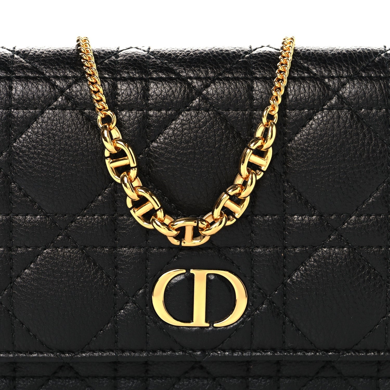 Supple Calfskin Cannage Caro Belt Pouch with Chain  Black