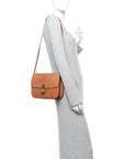 Natural Calfskin Medium Classic Box Flap Bag Tan