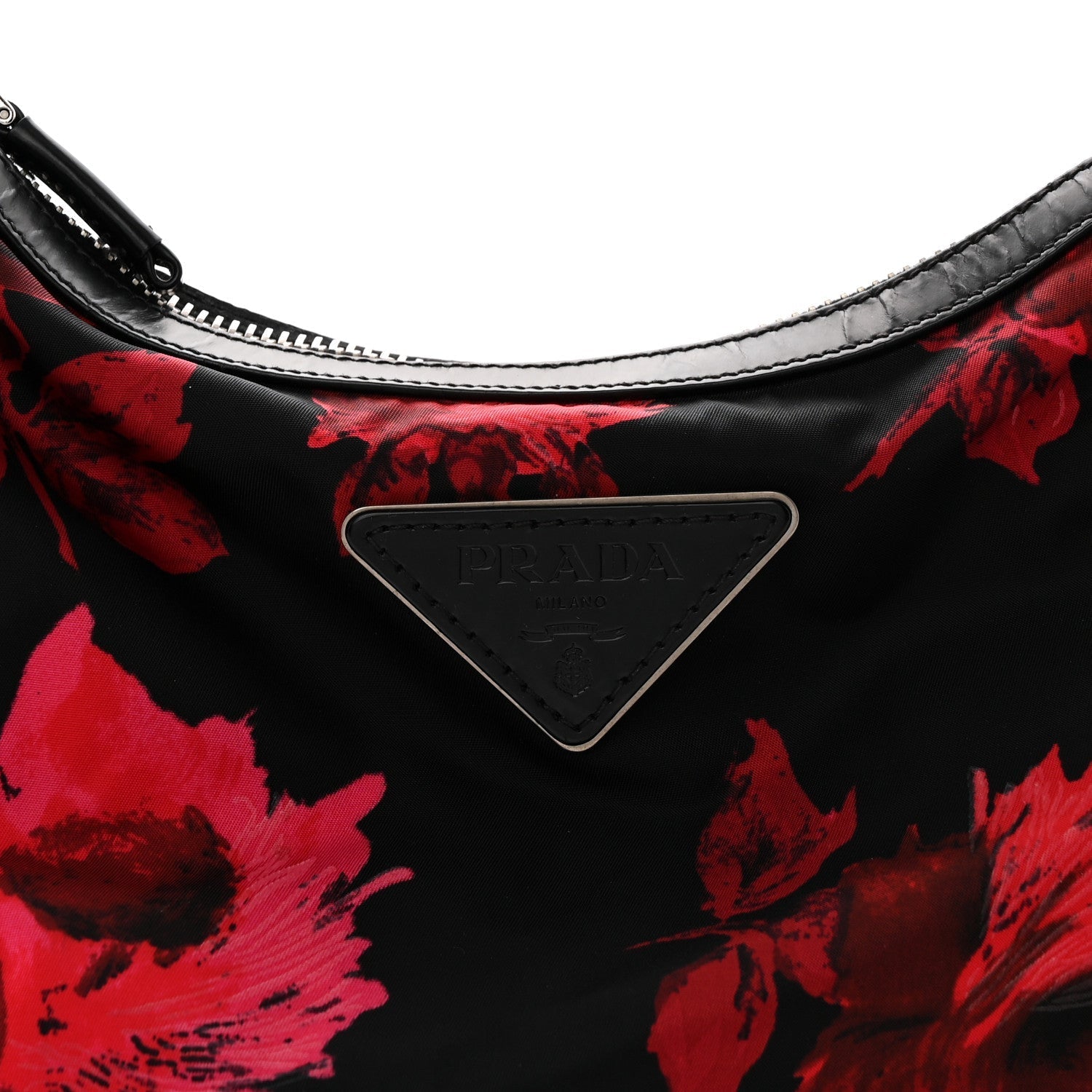 Tessuto Nylon Rose Shoulder Bag Black Rosso