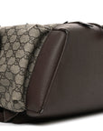 GG Supreme Monogram Medium Ophidia Double Buckle Backpack Brown