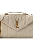 Lambskin Quilted Toy Loulou Puffer Monogram Chain Satchel Blanc Vintage