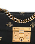 Grained Calfskin Bee Star Small Padlock Shoulder Bag Black